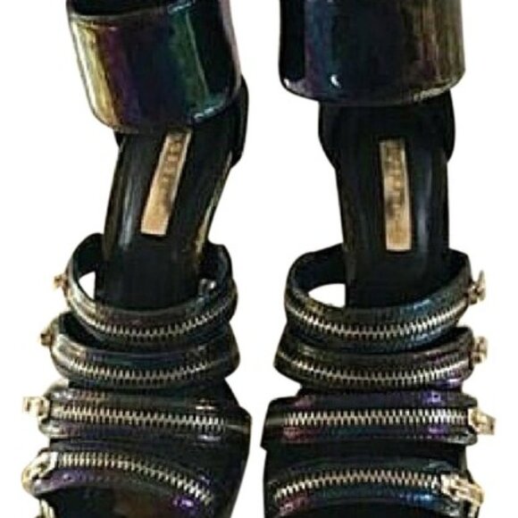 NEW IN BOX BCBGeneration Hologram Black Casey Heels Sandals NEW 6.5 - Picture 6 of 7